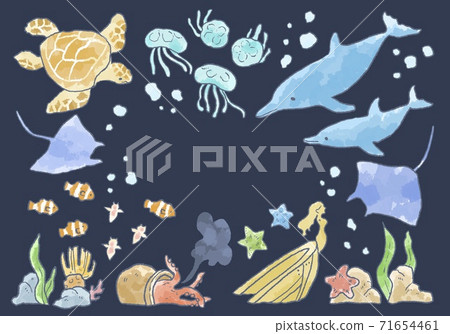 Gentle touch sea creature illustration set 71654461