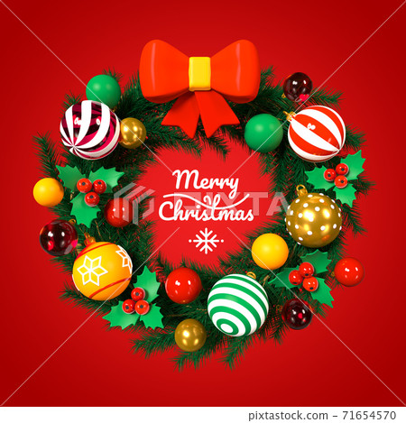 Merry Christmas and Happy New Year - modern colorful 3d banner Merry Christmas and Happy New Year - modern colorful 3d banner 71654570