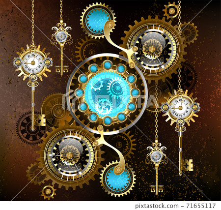 Rusty background with turquoise lenses 71655117