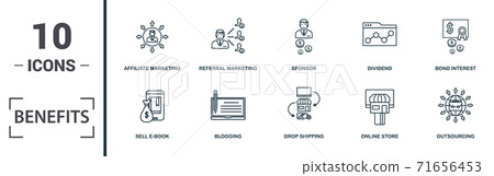 Benefits icon set. Monochrome sign collection...-插圖素材 [71656453] - PIXTA圖庫