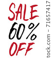sale 60 percent off. Banner with discount for shops and marketing. black and red color. 71657417