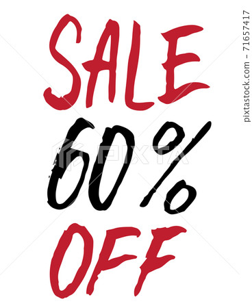 sale 60 percent off. Banner with discount for shops and marketing. black and red color. 71657417