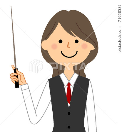 A woman in uniform with a pointer A woman in uniform with a pointer 71658582