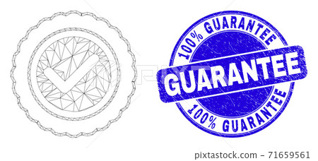 Blue Scratched 100% Guarantee Seal and Web Mesh Approve Seal 71659561