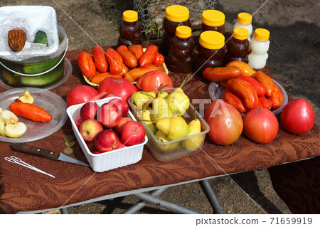 Street trade in the market of vegetables, fruits  71659919