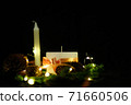 Pink Christmas decorations with candlels on a black background 71660506