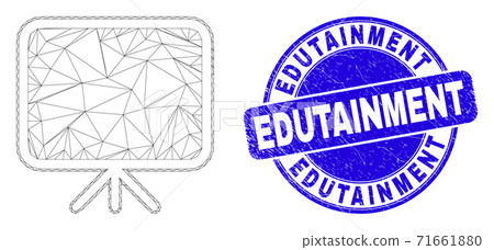 Blue Scratched Edutainment Stamp and Web Mesh Banner Board 71661880
