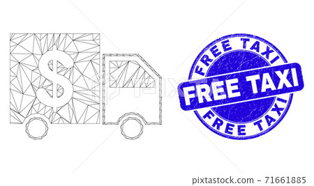 Blue Scratched Free Taxi Stamp Seal and Web Carcass Banking Delivery 71661885