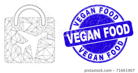 Blue Grunge Vegan Food Seal and Web Carcass Airport Shopping Bag 71661907
