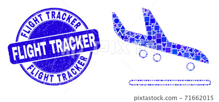 Blue Scratched Flight Tracker Stamp Seal and... - Stock Illustration ...