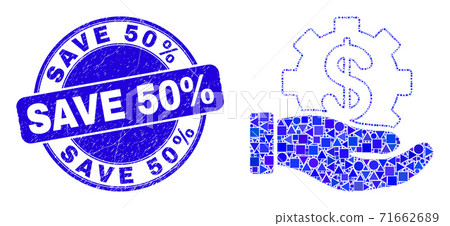 Blue Distress Save 50% Seal and Bank Service Hand Mosaic 71662689