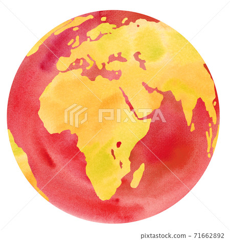 Watercolor illustration of global warming image. (Europe, Africa, Asia) Watercolor illustration of global warming image. (Europe, Africa, Asia) 71662892