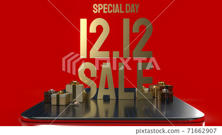 12.12 gold text for shopping or business content 3d rendering 71662907