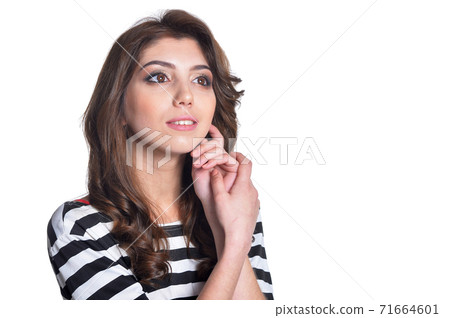 Close up portrait of beautiful brunette young woman 71664601