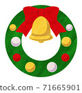 Christmas wreath simple cute watercolor style illustration 71665901