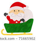 Christmas Santa Claus sleigh cute watercolor style illustration 71665902