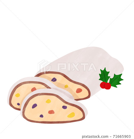 Christmas Stollen cake cute watercolor style illustration Christmas Stollen cake cute watercolor style illustration 71665903