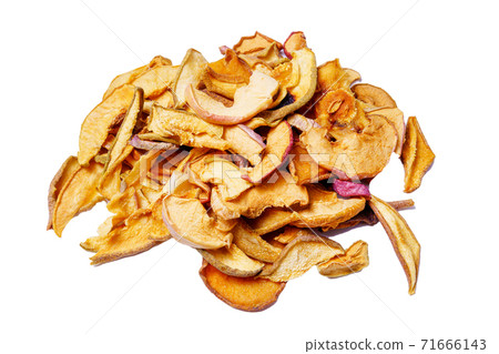 Dried Apples Slice In A Heap Isolated On White Background, Close Up Dried Apples Slice In A Heap Isolated On White Background, Close Up 71666143