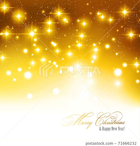 Festive gold background with gold light dots, stars, and copy space. 71666232