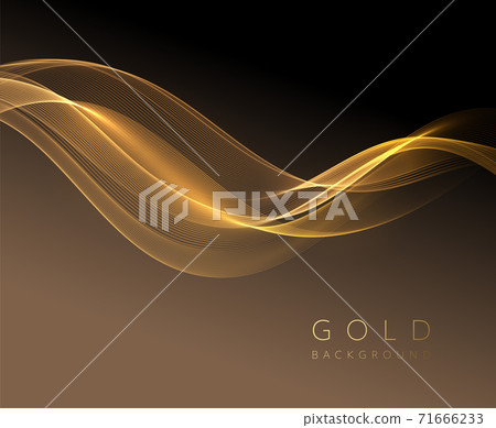 Abstract shiny golden wavy design element. Flow gold wave 71666233
