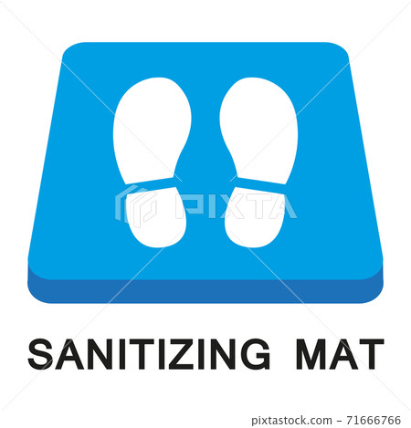 Sanitary mat. Disinfection mat icon. Disinfectant for shoes or foot baths with antiseptic solution. On a white background. The concept of coronavirus prevention, healthcare. Vector Sanitary mat. Disinfection mat icon. Disinfectant for shoes or foot baths with antiseptic solution. On a white background. The concept of coronavirus prevention, healthcare. Vector 71666766