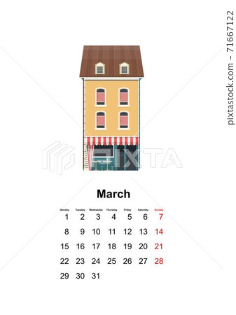 vertical wall calendar page for month 2021 71667122