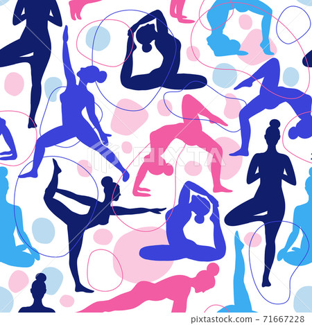 Trend seamless pattern of yoga class pink and... - Stock Illustration ...