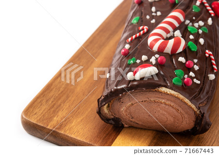 Chocolate yule log christmas cake Chocolate yule log christmas cake 71667443