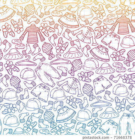 Vector children fashion. Beautiful clothes for little boys and girls. Vector children fashion. Beautiful clothes for little boys and girls. 71668378