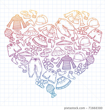 Vector children fashion. Beautiful clothes for little boys and girls. 71668380