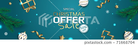 Christmas banner. Background Xmas objects viewed from above. BackgroundMerry Christmas and happy New Year 71668704
