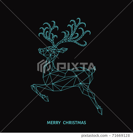 Christmas blue low poly triangle reindeer. Christmas blue low poly triangle reindeer. 71669128