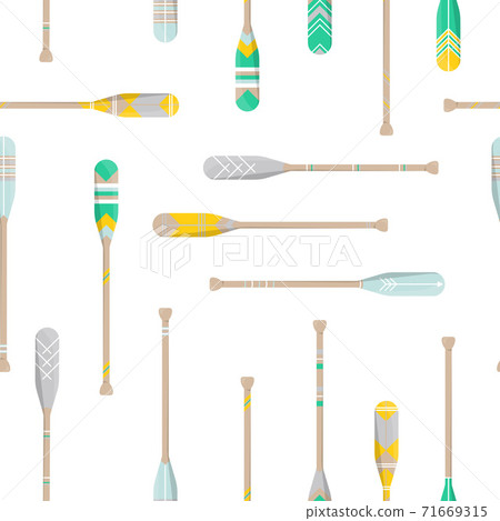 Seamless pattern with oars paddle silhouette Seamless pattern with oars paddle silhouette 71669315