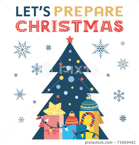 Fancy winter Holiday hand drawn vector poster 71669482