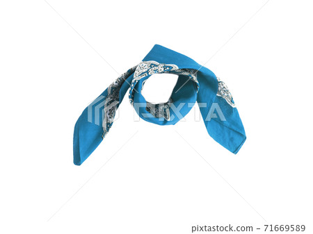 Blue, light blue kerchief-bandana with a pattern, isolated Blue, light blue kerchief-bandana with a pattern, isolated 71669589