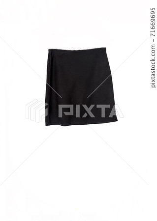 Short black skirt on a hanger isolated on white background Short black skirt on a hanger isolated on white background 71669695