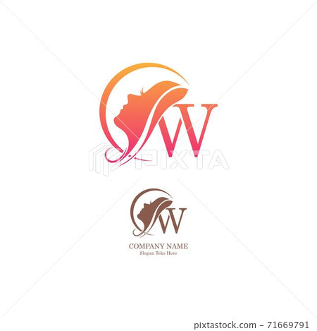 Beautiful face logo letter W icon in front design - Stock Illustration ...