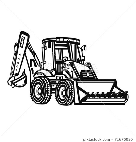 Detailed Backhoe loader - isolated on white... - Stock Illustration ...