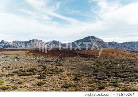 Teide National Park. Beautiful view of volcano mountain rocks desert crater. 71670264