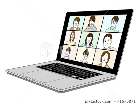 Group meeting on a computer 71670871