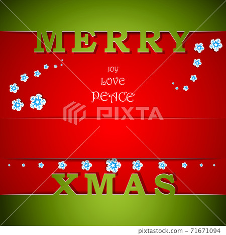 Merry Xmas green and red card with wishes eps10 vector illustration 71671094