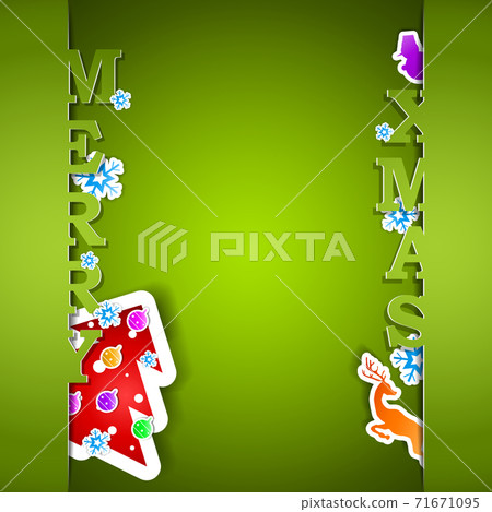 Merry Xmas green card eps10 vector illustration 71671095