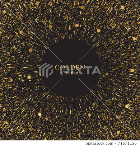 Gold glitter texture on a black background. Golden grainy abstract texture on a black background. 71671156