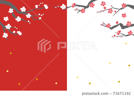 Japanese style background material of red and white plum blossoms Japanese style background material of red and white plum blossoms 71671192