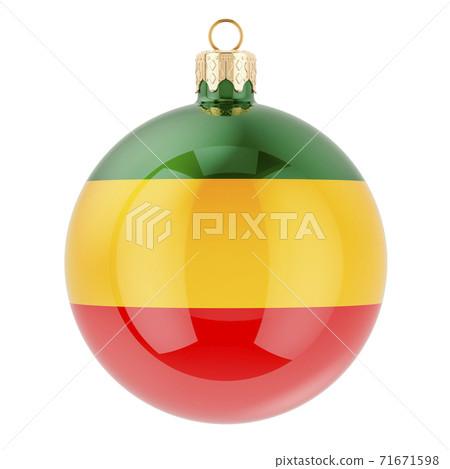 Christmas ball with Rastafarian flag, 3D rendering 71671598