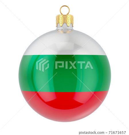 Christmas ball with Bulgarian flag, 3D rendering 71671657