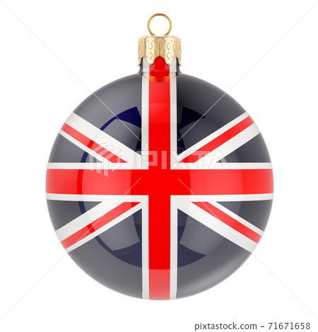 Christmas ball with British flag, 3D rendering Christmas ball with British flag, 3D rendering 71671658