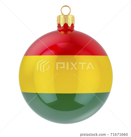 Christmas ball with Bolivian flag, 3D rendering Christmas ball with Bolivian flag, 3D rendering 71671660