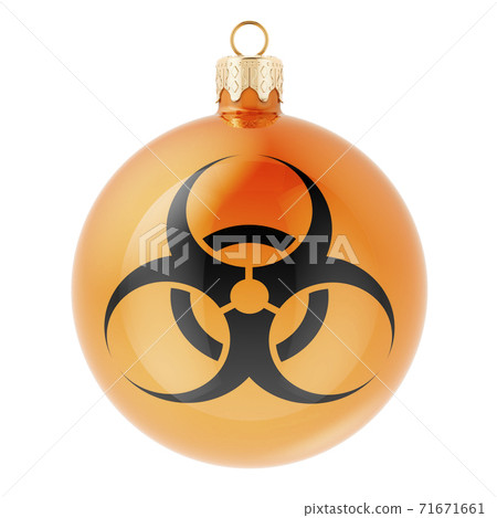 Christmas ball with bio-hazard symbol, 3D rendering Christmas ball with bio-hazard symbol, 3D rendering 71671661