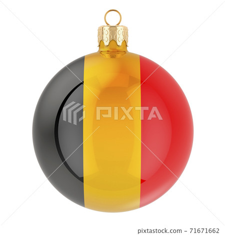 Christmas ball with Belgian flag, 3D rendering Christmas ball with Belgian flag, 3D rendering 71671662